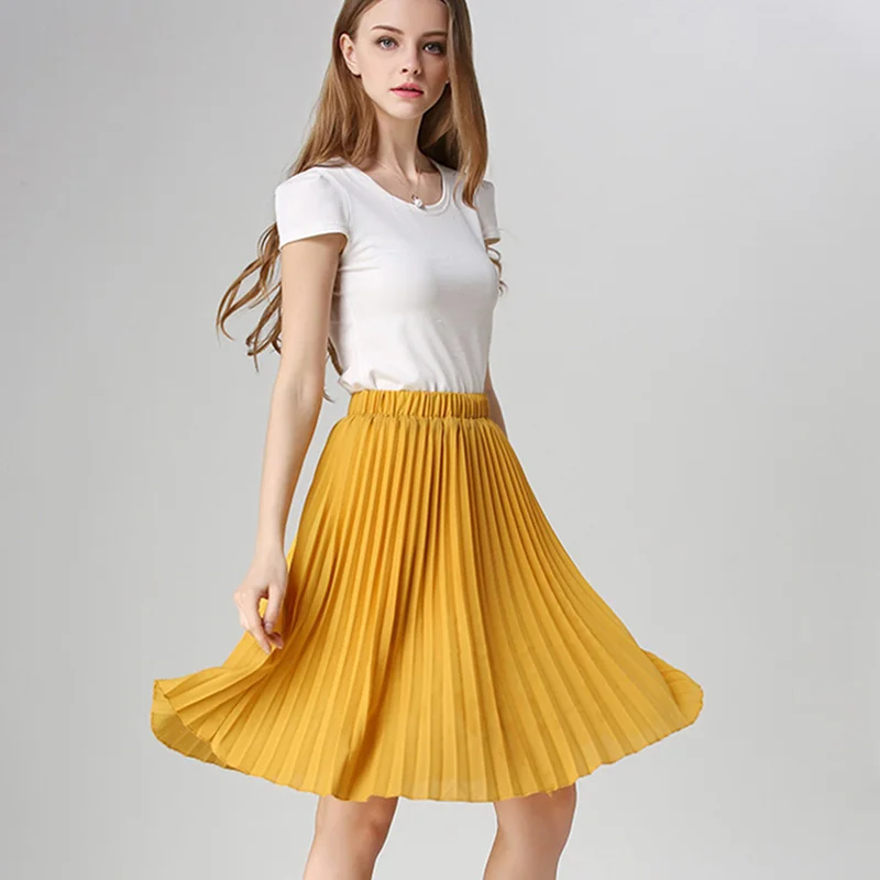 Женская шифоновая плиссированная юбка ANASUNMOON винтажная пачка с высокой талией