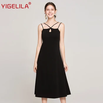 YIGELILA Women Black Party Dress Fashion Sexy Spaghetti Strap Hollow Out Empire Slim Mid Length Solid Dresses Vestidos 63768
YIGELILA Women Black Party Dress Fashion Sexy Spaghetti Strap Hollow Out Empire Slim Mid Length Solid Dresses Vestidos 63768