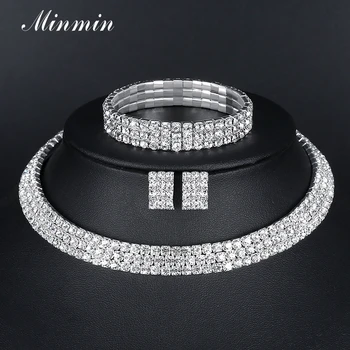 Minmin Rhinestone Bridal Jewelry Sets Silver-color Crystal Choker Necklace Wedding Engagement Jewelry Sets for Women 3TL001
Minmin Rhinestone Bridal Jewelry Sets Silver-color Crystal Choker Necklace Wedding Engagement Jewelry Sets for Women 3TL001