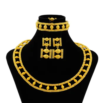 High Quality Fashion African Jewelry Nigeria Gold Jewellry Italian Women Trapeze 24 Gold Necklace Earrings Wedding Jewelry Sets
High Quality Fashion African Jewelry Nigeria Gold Jewellry Italian Women Trapeze 24 Gold Necklace Earrings Wedding Jewelry Sets