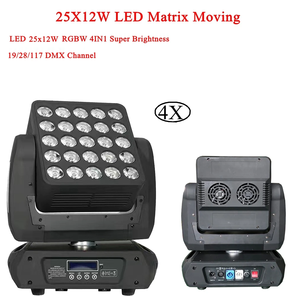 4Pcs/Lot Disco Lights Moving Head Bead Light 25X12W RGBW 4IN1 Matrix Moving Head Wash Stage Light Professional For Disco DJ Bar
4Pcs/Lot Disco Lights Moving Head Bead Light 25X12W RGBW 4IN1 Matrix Moving Head Wash Stage Light Professional For Disco DJ Bar