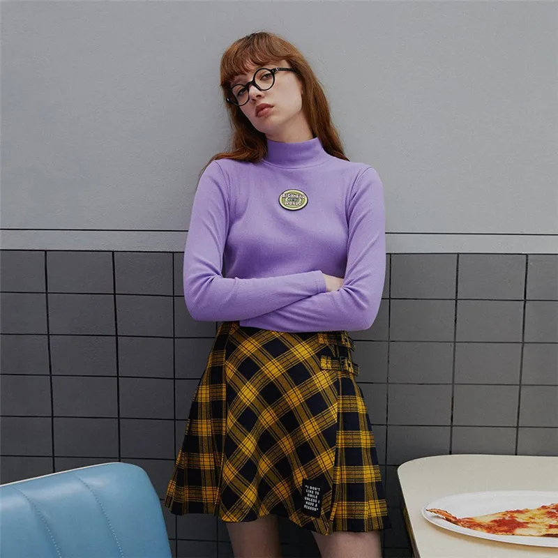 Weird Girl Lazy Retro Collar Slim T-shirt Purple Cute Sad World Letter Embroidery Harajuku Knit Women Long Sleeve Short Clothing
Weird Girl Lazy Retro Collar Slim T-shirt Purple Cute Sad World Letter Embroidery Harajuku Knit Women Long Sleeve Short Clothing