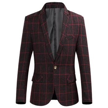 Quality Men's Single Button Blazer Retro Classic Plaid Slim Suit Jacket Wine Red Gray Fashion Business Casual Blazer size S-6XL
Quality Men's Single Button Blazer Retro Classic Plaid Slim Suit Jacket Wine Red Gray Fashion Business Casual Blazer size S-6XL