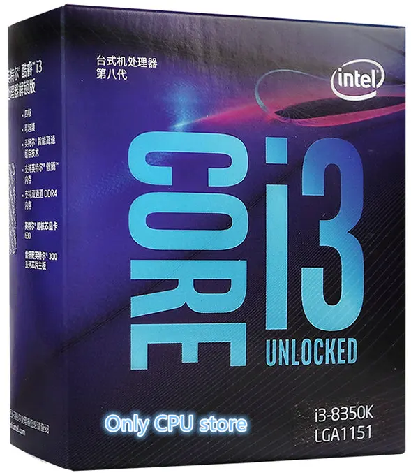 Intel Core8 PC computer I3 8350K I3-8350K Boxed processor CPU LGA 1151-land FC-LGA 14 nanometers Quad-Core cpu
Intel Core8 PC computer I3 8350K I3-8350K Boxed processor CPU LGA 1151-land FC-LGA 14 nanometers Quad-Core cpu