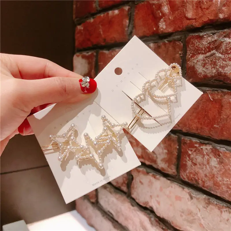1pcs Korea Pearl Star Heart Hairpins Shinning Hollow Woman Ladies Hair Clips Barrettes Girls Hair Accessories Gift
1pcs Korea Pearl Star Heart Hairpins Shinning Hollow Woman Ladies Hair Clips Barrettes Girls Hair Accessories Gift