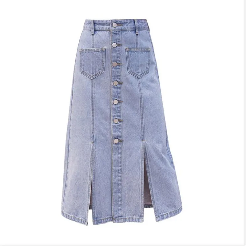 New Spring Summer Women Denim Skirts 2019 Fashion A-Line Button Mid-Calf Denim Skirts With Pockets Casual Empire Skirts Q1279
New Spring Summer Women Denim Skirts 2019 Fashion A-Line Button Mid-Calf Denim Skirts With Pockets Casual Empire Skirts Q1279
