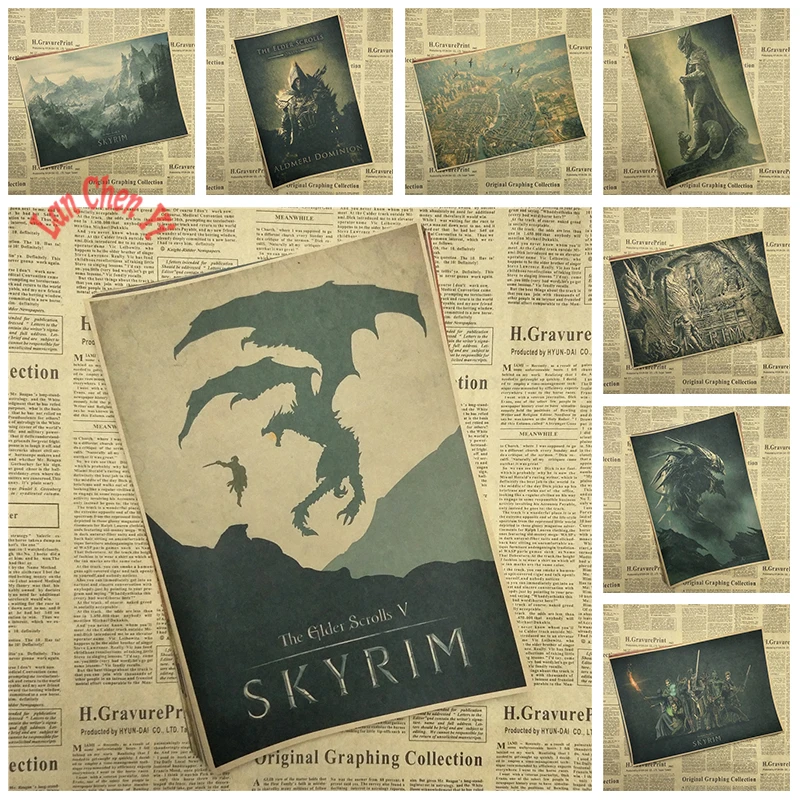 The Elder Scrolls V Skyrim Classic game Kraft Paper Poster Bar Cafe Living Room Dining room Wall Decorative Paintings
The Elder Scrolls V Skyrim Classic game Kraft Paper Poster Bar Cafe Living Room Dining room Wall Decorative Paintings