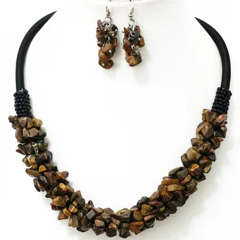 Hot sale elegant 6X4mm natural yellow tiger's eye stone chip beads rope charms necklace earring set 18inch GE1168
Hot sale elegant 6X4mm natural yellow tiger's eye stone chip beads rope charms necklace earring set 18inch GE1168