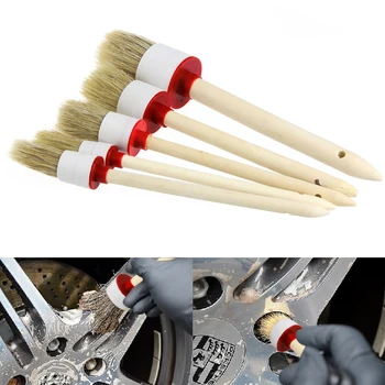 

5Pcs Soft Car Detailing Brushes for Cleaning Dash Trim Seats Wheels Wood Handle Drop shipping