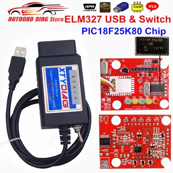 Newest PIC18F25K80 + FTDI Chip ELM327 V1.5 USB Switch ELM 327 HS CAN /MS CAN For Forscan OBD2 Diagnostic Tool Code Scanner
Newest PIC18F25K80 + FTDI Chip ELM327 V1.5 USB Switch ELM 327 HS CAN /MS CAN For Forscan OBD2 Diagnostic Tool Code Scanner
