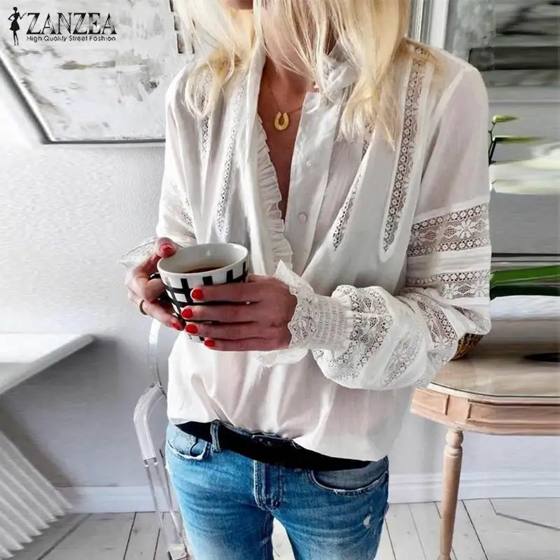 Plus Size Women's Ruffle Shirts ZANZEA 2019 Bohemian Blouse Summer Lantern Sleeve Chemise Female Lace Blusas Woman Tunic Kaftan
Plus Size Women's Ruffle Shirts ZANZEA 2019 Bohemian Blouse Summer Lantern Sleeve Chemise Female Lace Blusas Woman Tunic Kaftan