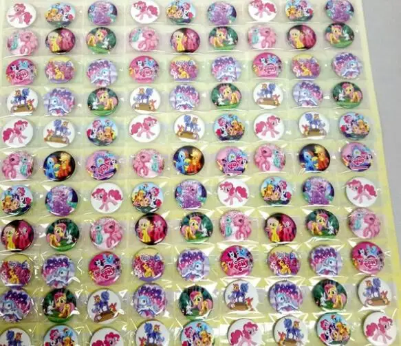 

Free Shipping New 108pcs/set Cartoon my little pony Badge Button Pins Party Gifts Diameter 2.5cm