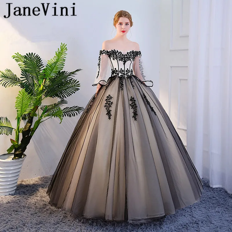JaneVini Vestidos Long Mother of The Bride Dresses With Sleeves Ball Gown Black Lace Appliques Tulle Floor Length Vestido Noite
JaneVini Vestidos Long Mother of The Bride Dresses With Sleeves Ball Gown Black Lace Appliques Tulle Floor Length Vestido Noite