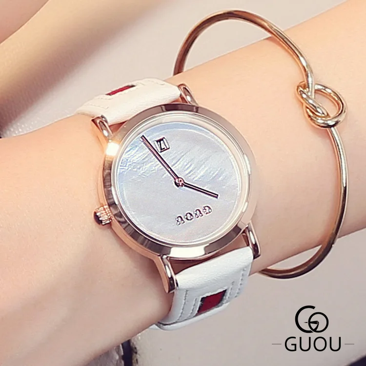 Minimalism GUOU Brand Simple Trendy Women Quartz Watches Leather Calendar Rose Gold Ladies Dress Wristwatch Female Casual Clock
Minimalism GUOU Brand Simple Trendy Women Quartz Watches Leather Calendar Rose Gold Ladies Dress Wristwatch Female Casual Clock