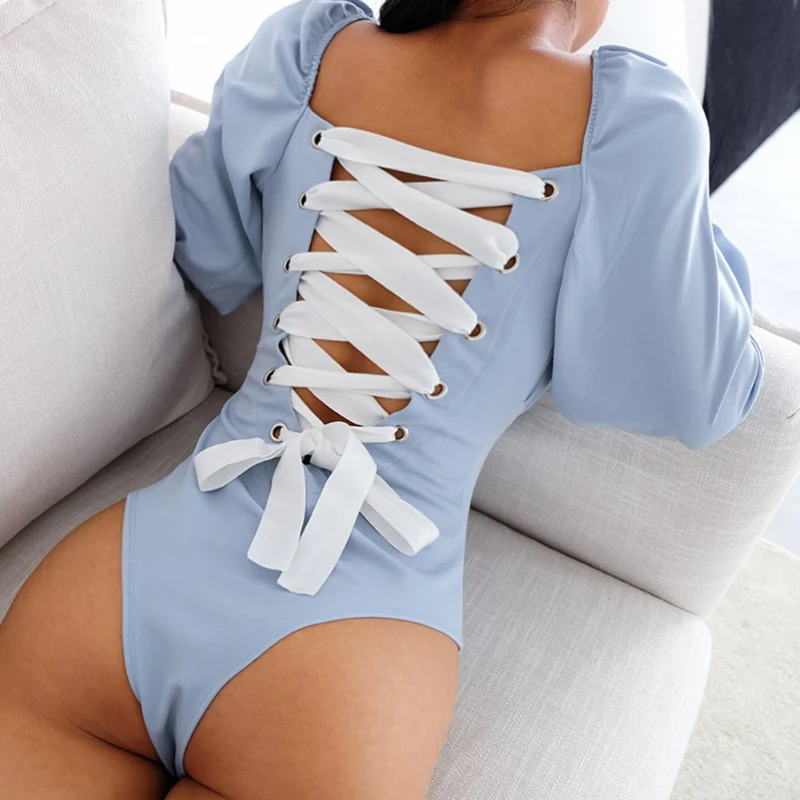 Sexy Sweet Retro Back With Black Bodysuit Elegant White Ruffled Sleeve Body Female Back Hollow Sexy Bandage Tights
Sexy Sweet Retro Back With Black Bodysuit Elegant White Ruffled Sleeve Body Female Back Hollow Sexy Bandage Tights
