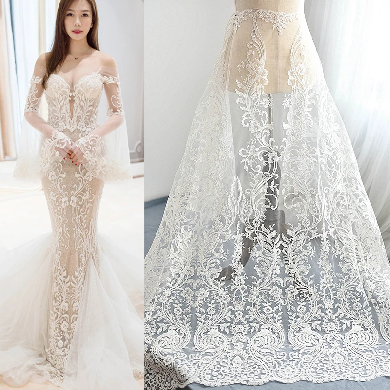 2Yards New white handmade Sequins on mesh embroidered lace fabric bridal wedding dress lace Cloth 130cm
2Yards New white handmade Sequins on mesh embroidered lace fabric bridal wedding dress lace Cloth 130cm