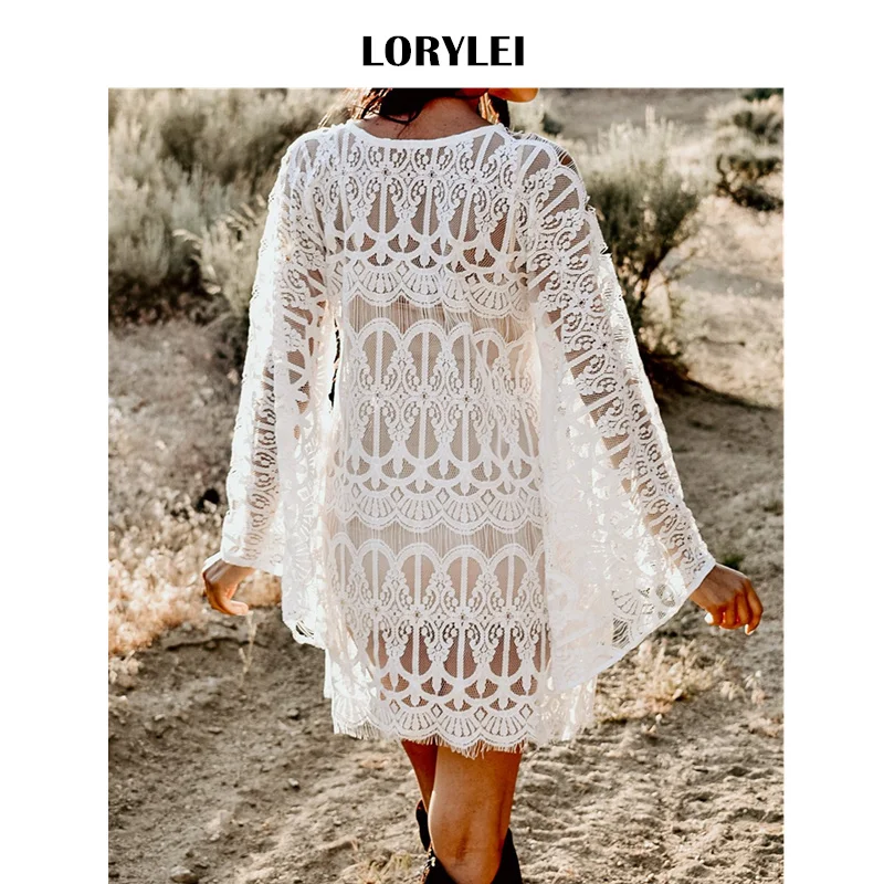 2019 Summer Beach Fashion Women Beachwear Flare Sleeve White Lace Tunic Beach Dress Swim Suit Cover Up Beach Saida de praia N633
2019 Summer Beach Fashion Women Beachwear Flare Sleeve White Lace Tunic Beach Dress Swim Suit Cover Up Beach Saida de praia N633