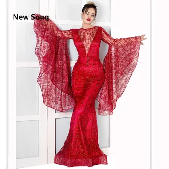 Fashion Red Sequined Kaftan Long Sleeves Mermaid Evening Dresses Middle East Dubai Illusion Neckline Sexy Prom Dress
Fashion Red Sequined Kaftan Long Sleeves Mermaid Evening Dresses Middle East Dubai Illusion Neckline Sexy Prom Dress