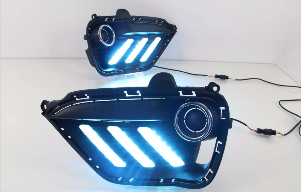 Qirun led drl daytime running light for KIA K2 2016-2017 with yellow turn signals and blue night running light
Qirun led drl daytime running light for KIA K2 2016-2017 with yellow turn signals and blue night running light