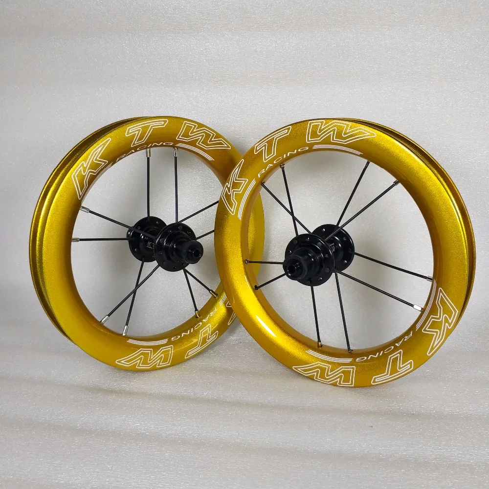 KTW 12inch 203 carbon wheel with KTW aliminum hub for balance bike gold (5)