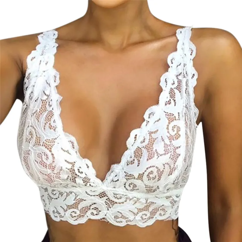 New Women Summer Sexy Lingerie Corset Casual Daily Lace Solid Flowers Bralette Bralet Bra Tank Cami Crop Underwear #4F02 (6)