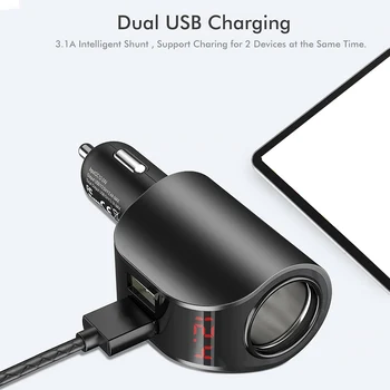 3.1A Dual USB 12-24V Car Splitte Cigarette Lighter Socket Power Adapter with Digital Voltmeter Charger with Voltage Display
3.1A Dual USB 12-24V Car Splitte Cigarette Lighter Socket Power Adapter with Digital Voltmeter Charger with Voltage Display