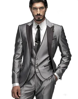 Three Pieces Hot Sale Custom Made Groom Tuxedos Silver Wedding Party Suit Dinner Suit Groomsman Suit ( jacket+Pants+vest+tie)
Three Pieces Hot Sale Custom Made Groom Tuxedos Silver Wedding Party Suit Dinner Suit Groomsman Suit ( jacket+Pants+vest+tie)