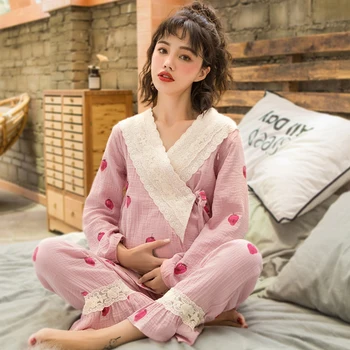Maternity Nightwear Pregnant Pajamas Cotton V Collar Breastfeeding Clothes Nursing Nightgown Pregnancy Sleepwear Homewear A206
Maternity Nightwear Pregnant Pajamas Cotton V Collar Breastfeeding Clothes Nursing Nightgown Pregnancy Sleepwear Homewear A206