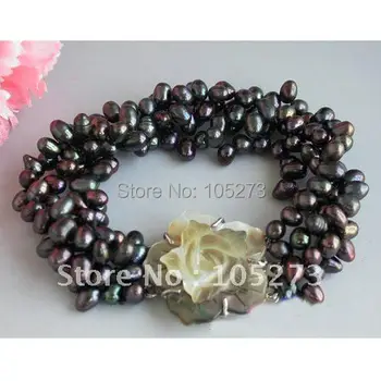 4ROWS 8'INCHS AA 6MM-7MM BAROQUE BLACK RICE FRESHWATER CULTURED PEARL BRACELET BEAUTIFUL SHELL FLOWER CLASP FREE SHIPPING FN1212
4ROWS 8'INCHS AA 6MM-7MM BAROQUE BLACK RICE FRESHWATER CULTURED PEARL BRACELET BEAUTIFUL SHELL FLOWER CLASP FREE SHIPPING FN1212