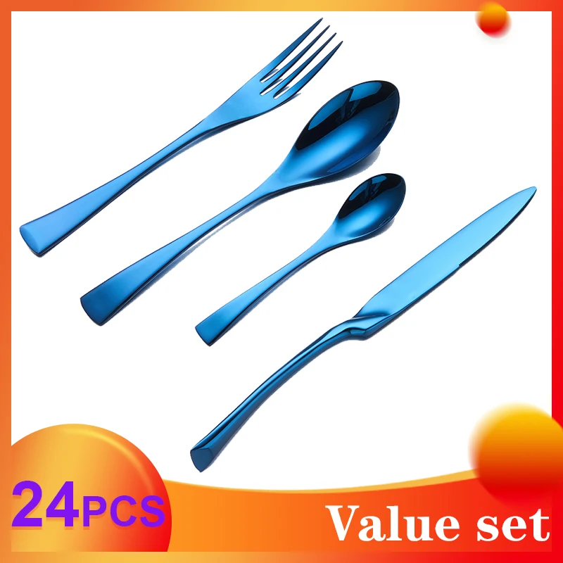 Spklifey Dinnerware Set 6 Set 24pcs Black Cutlery Set 304 Stainless Steel Knife Fork Spoon Tableware Wedding Silverware Set
Spklifey Dinnerware Set 6 Set 24pcs Black Cutlery Set 304 Stainless Steel Knife Fork Spoon Tableware Wedding Silverware Set