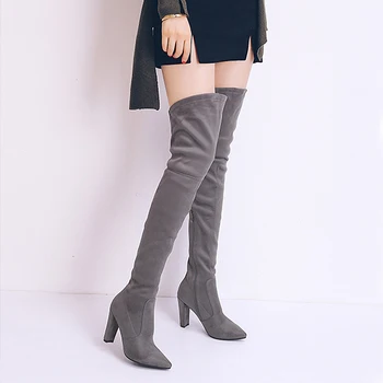 Vogue High Heel Over The Knee Boots Pointed Toe Stretch Suede Leather Long Women Boots Short Plush Women Winter Boots SWE0220
Vogue High Heel Over The Knee Boots Pointed Toe Stretch Suede Leather Long Women Boots Short Plush Women Winter Boots SWE0220