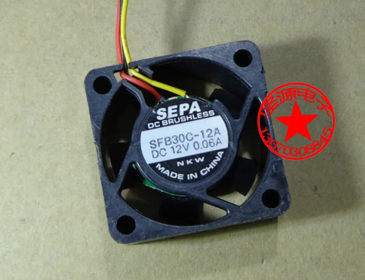 SEPA SFB30C-12A DC 12V 0.06A 30x30x12mm 3-проводной Вентилятор охлаждения сервера
SEPA SFB30C-12A DC 12V 0.06A 30x30x12mm 3-проводной Вентилятор охлаждения сервера