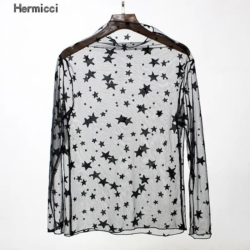 Hot New 2017 Summer Womens Long Sleeve Sexy Black Mesh Shirts Transparent Punk Club Streetwear Blouse Sheer Turtleneck Clothing
Hot New 2017 Summer Womens Long Sleeve Sexy Black Mesh Shirts Transparent Punk Club Streetwear Blouse Sheer Turtleneck Clothing
