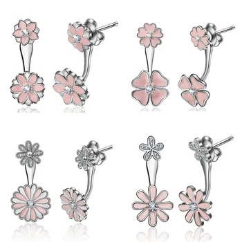 EUDORA 925 Sterling Silver 4 Style Cherry Blossom Peach Flower Pink Enamel Drop Earrings Mixed & Clear CZ Pink Flower Earring
EUDORA 925 Sterling Silver 4 Style Cherry Blossom Peach Flower Pink Enamel Drop Earrings Mixed & Clear CZ Pink Flower Earring