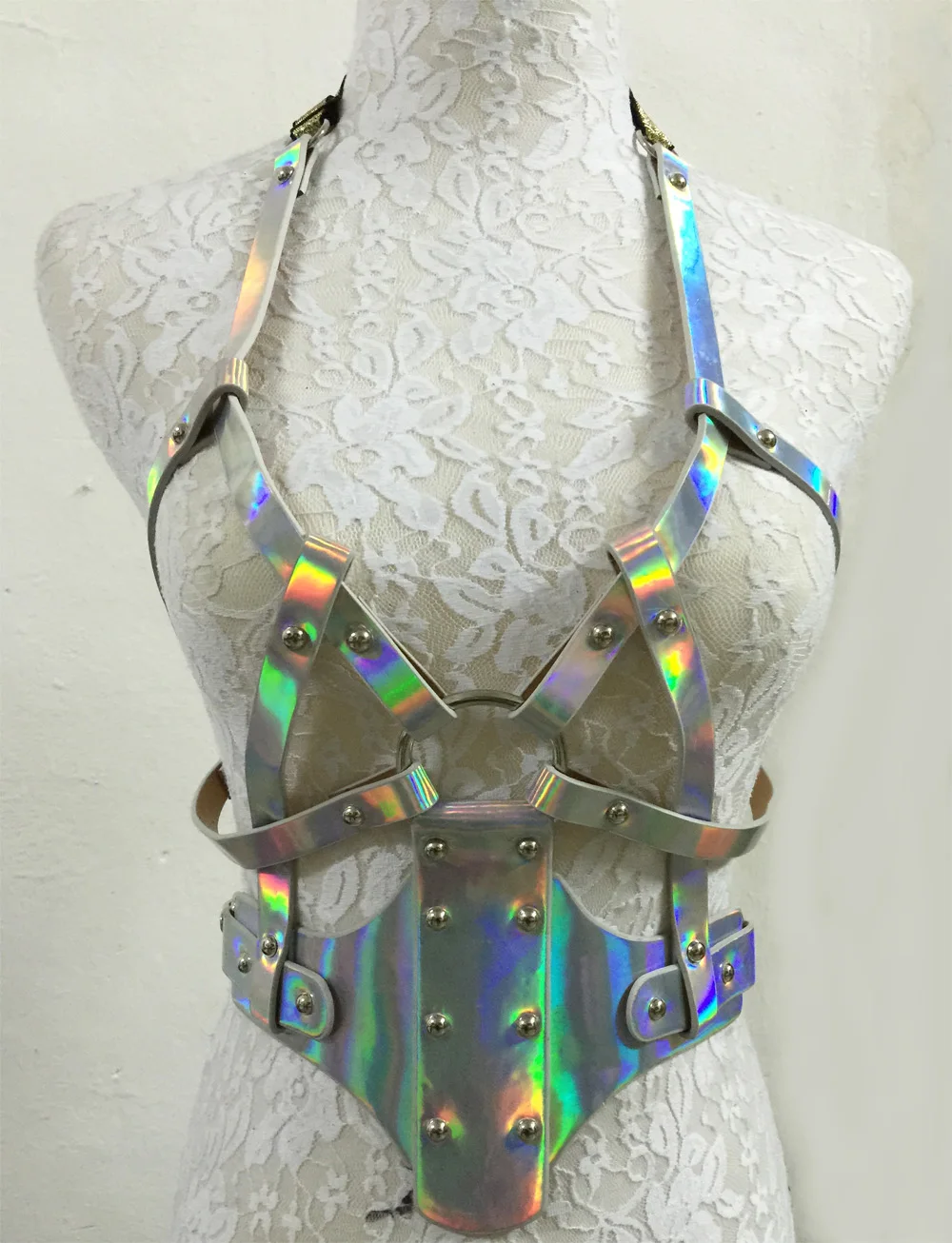 GARTER COLLAR HARNESS, Shining Sliver detachable adjustable sexy body harness with leather straps fasten at waist & around neck
GARTER COLLAR HARNESS, Shining Sliver detachable adjustable sexy body harness with leather straps fasten at waist & around neck