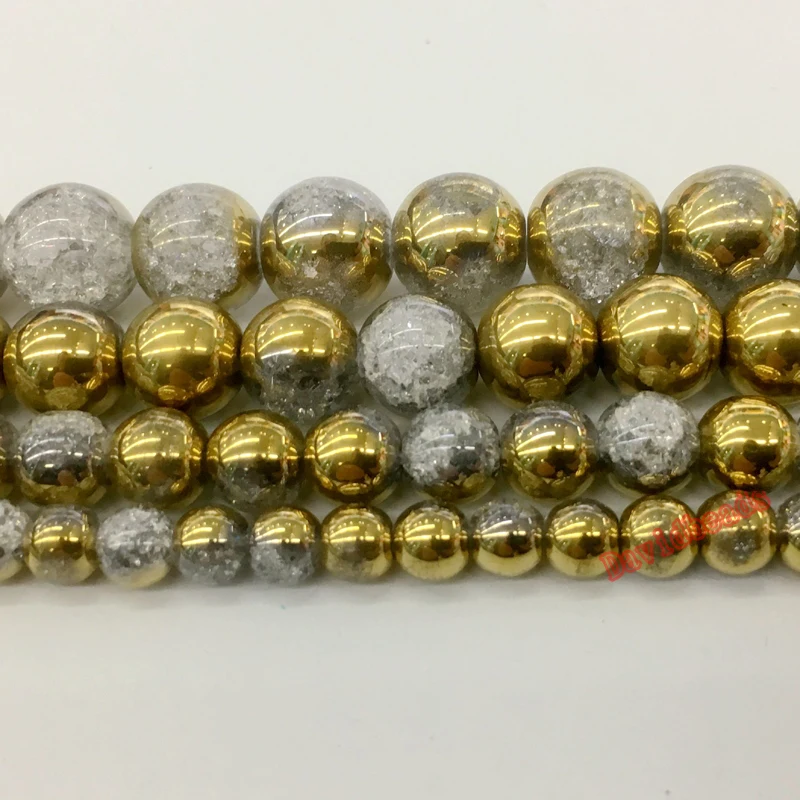 Plated Gold White Snow Cracked Crystal Natural Stone Beads For Jewelry Making DIY Bracelet Necklace 6 8 10 12mm
Plated Gold White Snow Cracked Crystal Natural Stone Beads For Jewelry Making DIY Bracelet Necklace 6 8 10 12mm