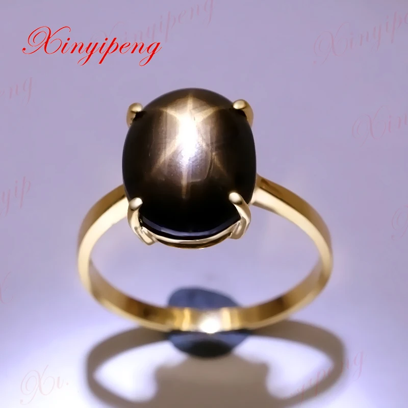 Xinyipeng18K yellow gold inlaid natural starlight sapphire ring women beautiful color with stars 
Xinyipeng18K yellow gold inlaid natural starlight sapphire ring women beautiful color with stars