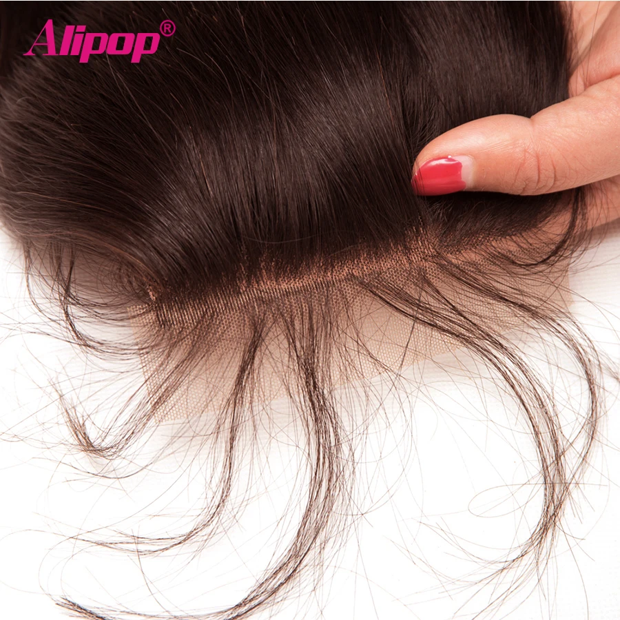 #2 Dark Brown Colored Hair Brazilian Straight Lace Closure With Baby Hair ALIPOP NonRemy 10-20 Swiss Lace Human Hair Closure (5)