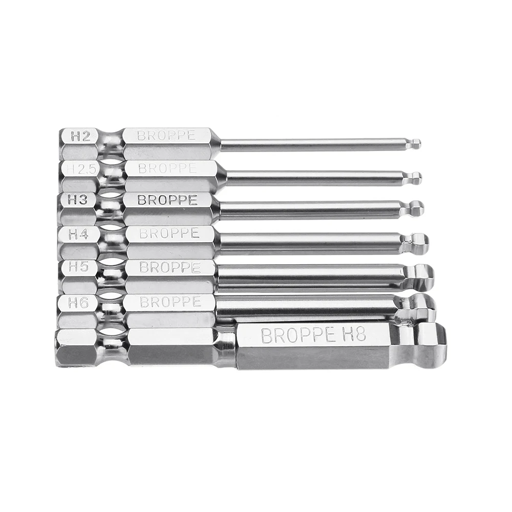 Broppe 7Pcs/Set Ball Bit Screwdriver Drill Bits Screw Driver Bits Hex Shank Magnetic Spherical 1/4" Driver Bit 2/2.5/3/4/5/6/8mm
Broppe 7Pcs/Set Ball Bit Screwdriver Drill Bits Screw Driver Bits Hex Shank Magnetic Spherical 1/4" Driver Bit 2/2.5/3/4/5/6/8mm