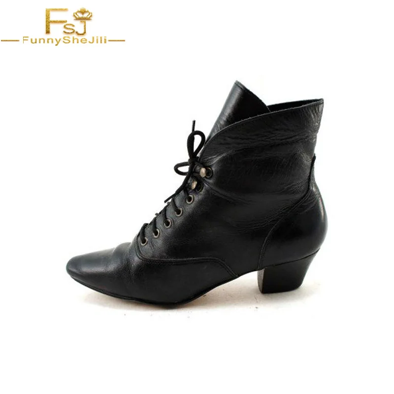 Women's Witch Black Vintage Boots Block Med High Square Heel Autumn, Winter Work, Night club Lace Up Ankle Boots for Halloween
Women's Witch Black Vintage Boots Block Med High Square Heel Autumn, Winter Work, Night club Lace Up Ankle Boots for Halloween