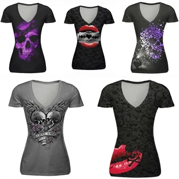 Women Summer Red Lips Skull Print Short Sleeve O Neck 3D Printed T-shirt Female Street Style Fashion Tshirts 5 Style
Women Summer Red Lips Skull Print Short Sleeve O Neck 3D Printed T-shirt Female Street Style Fashion Tshirts 5 Style