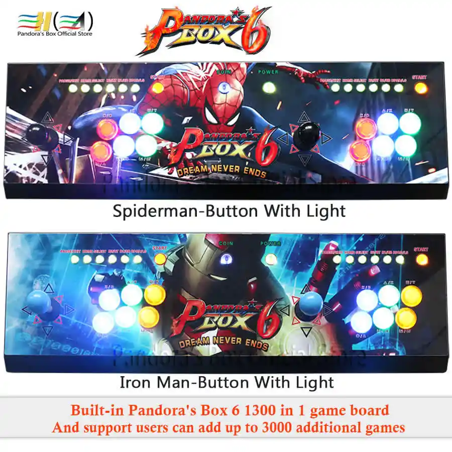 パンドラボックス 6 1300 1 アーケードゲームコンソールジョイスティックコントローラledライトボタンでサポートfba Mame Ps1 3d鉄拳モータルコンバット Pandora Box 5 Pandora Boxin 1 Arcade Gooum