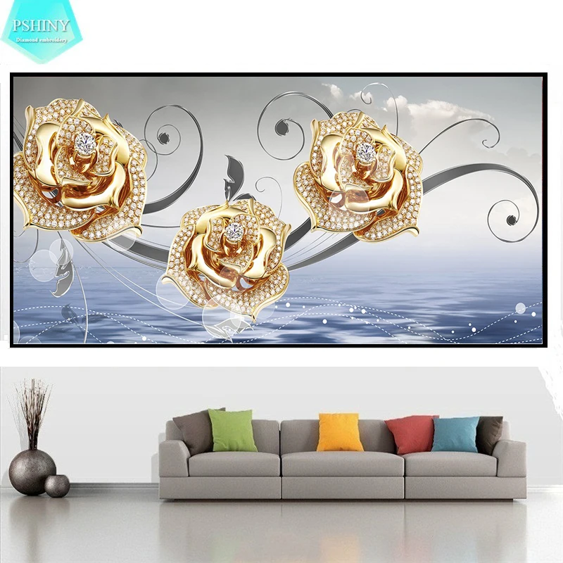 PSHINY 5D DIY Diamond embroidery sale Golden Rose Picture kit Full Round rhinestone display flowers Diamond Painting cross stitc
PSHINY 5D DIY Diamond embroidery sale Golden Rose Picture kit Full Round rhinestone display flowers Diamond Painting cross stitc