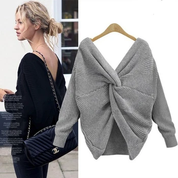 6 Colors V Neck Beauty Back Sweater Women 2018 Autumn Winter Knitted Sweater Pullover Womens Jumper Pull Femme Loose Sweater
6 Colors V Neck Beauty Back Sweater Women 2018 Autumn Winter Knitted Sweater Pullover Womens Jumper Pull Femme Loose Sweater