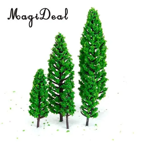 MagiDeal 10Pcs 1/50 Scale Green Train Set Scenery Landscape Plastic Model Tree for House Party Festival Xmas Garden Decor Layout