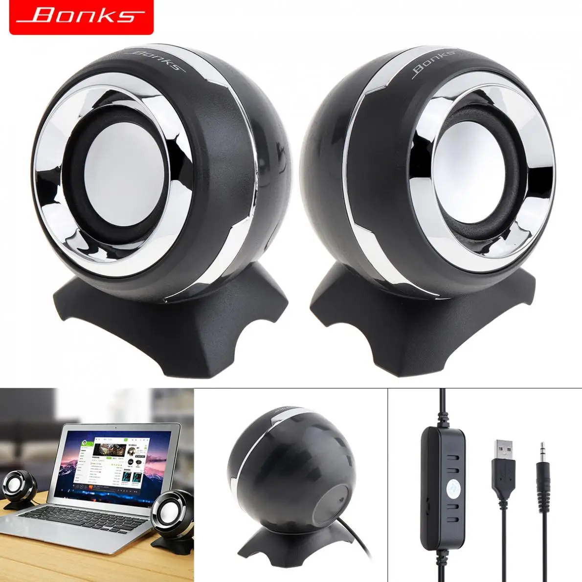 Bonks DX15 Portable USB2.0 Subwoofer Small Speaker with 3.5mm Audio Plug and USB Power Plug for Desktop PC / Laptop / MP3
Bonks DX15 Portable USB2.0 Subwoofer Small Speaker with 3.5mm Audio Plug and USB Power Plug for Desktop PC / Laptop / MP3