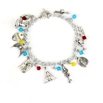 

dongsheng 12pcs a lot HP Bracelet Hogwarts Horcrux Deathly Hallows Ravenclaw Diadem Hufflepuff's Goblet Wristlet Bracelet Bangle