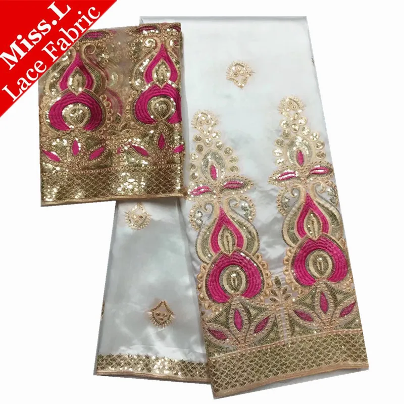 Miss L Hot Sale African George Lace Fabric 5 Yards And 2 Yards Tulle Lace Fabric With Sequins With Super Quality For Wedding
Miss L Hot Sale African George Lace Fabric 5 Yards And 2 Yards Tulle Lace Fabric With Sequins With Super Quality For Wedding