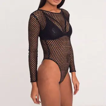 Sexy Women Mesh Sheer Slim Bodysuit Solid Color Hollow-Out Backless Long Sleeve Bodysuit Tops Ladies Summer Fashion Clothes
Sexy Women Mesh Sheer Slim Bodysuit Solid Color Hollow-Out Backless Long Sleeve Bodysuit Tops Ladies Summer Fashion Clothes