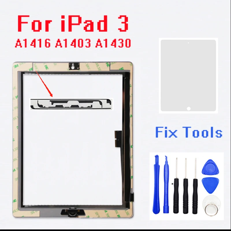 For iPad 3 Touch Screen Glass Digitizer assembly A1416 A1403 A1430 free +home button +adhesive+camera holder
For iPad 3 Touch Screen Glass Digitizer assembly A1416 A1403 A1430 free +home button +adhesive+camera holder